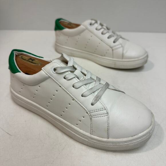 VERY GOOD J. Crew Crew Cuts Saturday Sneakers White Leather Green Big Kids 4 - Picture 4 of 11